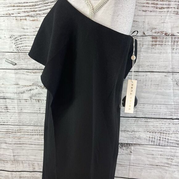 Trina Turk Los Angels Little Black Cape Dress size 2 Wedding Cocktail Evening - Picture 12 of 16